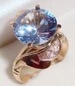 Vintage 14K Yellow Textured Gold Topaz Ring (6½) 