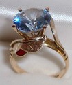 Vintage 14K Yellow Textured Gold Topaz Ring (6½) 