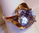 Vintage 14K Yellow Textured Gold Topaz Ring (6½) 