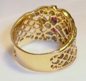 Vintage 14K Gold Spinel & Diamond Filigree Ring (5