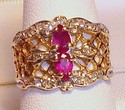 Vintage 14K Gold Spinel & Diamond Filigree Ring (5