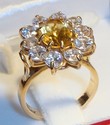 Vintage 14K Yellow Gold Citrine/Cubic Zirconia Rin