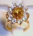 Vintage 14K Yellow Gold Citrine/Cubic Zirconia Rin