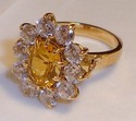 Vintage 14K Yellow Gold Citrine/Cubic Zirconia Rin