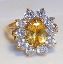 Vintage 14K Yellow Gold Citrine/Cubic Zirconia Rin