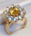 Vintage 14K Yellow Gold Citrine/Cubic Zirconia Rin