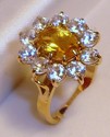 Vintage 14K Yellow Gold Citrine/Cubic Zirconia Rin