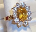 Vintage 14K Yellow Gold Citrine/Cubic Zirconia Rin