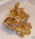 Vintage 14K Yellow Gold Cubic Zirconia Nugget Ring