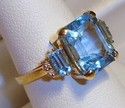 Vintage 14K Yellow Gold Topaz & Diamond Ring (6¾)