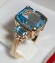 Vintage 14K Yellow Gold Topaz & Diamond Ring (6¾)