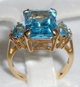 Vintage 14K Yellow Gold Topaz & Diamond Ring (6¾)