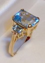 Vintage 14K Yellow Gold Topaz & Diamond Ring (6¾)