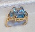 Vintage 14K Yellow Gold Topaz & Diamond Ring (6¾)