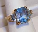 Vintage 14K Yellow Gold Topaz & Diamond Ring (6¾)