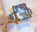 Vintage 14K Yellow Gold Topaz & Diamond Ring (6¾)