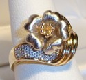 Vintage 14K Yellow & White Floral Design Ring (6½