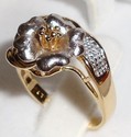 Vintage 14K Yellow & White Floral Design Ring (6½