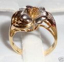 Vintage 14K Yellow & White Floral Design Ring (6½