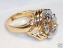 Vintage 14K Yellow & White Floral Design Ring (6½