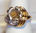 Vintage 14K Yellow & White Floral Design Ring (6½