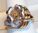 Vintage 14K Yellow & White Floral Design Ring (6½