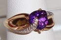 Vintage 10K Gold Amethyst & Diamond Ring (6¼) 