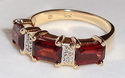 Vintage 14K Gold Almandite Garnet & Diamond Ring (