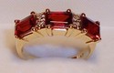 Vintage 14K Gold Almandite Garnet & Diamond Ring (