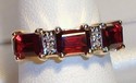 Vintage 14K Gold Almandite Garnet & Diamond Ring (