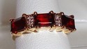 Vintage 14K Gold Almandite Garnet & Diamond Ring (