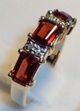 Vintage 14K Gold Almandite Garnet & Diamond Ring (