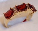 Vintage 14K Gold Almandite Garnet & Diamond Ring (