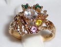 Vintage 10K Yellow Gold Multi-Gem Stone Ring (6¾)