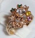 Vintage 10K Yellow Gold Multi-Gem Stone Ring (6¾)