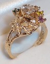 Vintage 10K Yellow Gold Multi-Gem Stone Ring (6¾)