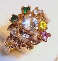 Vintage 10K Yellow Gold Multi-Gem Stone Ring (6¾)