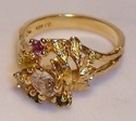 Vintage 10K Yellow Gold Multi-Gem Stone Ring (6¾)