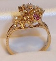 Vintage 10K Yellow Gold Multi-Gem Stone Ring (6¾)