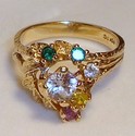 Vintage 10K Yellow Gold Multi-Gem Stone Ring (6¾)