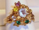 Vintage 10K Yellow Gold Multi-Gem Stone Ring (6¾)