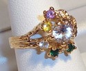 Vintage 10K Yellow Gold Multi-Gem Stone Ring (6¾)