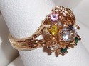 Vintage 10K Yellow Gold Multi-Gem Stone Ring (6¾)