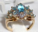 Vintage THL© 10K Gold Topaz & Diamond Ring (6) 