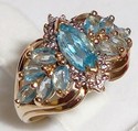 Vintage THL© 10K Gold Topaz & Diamond Ring (6) 