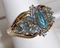 Vintage THL© 10K Gold Topaz & Diamond Ring (6) 