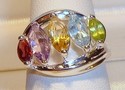 Vintage 925 Sterling Silver Multi-Gemstone Ring (6