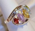 Vintage 925 Sterling Silver Multi-Gemstone Ring (6