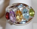 Vintage 925 Sterling Silver Multi-Gemstone Ring (6