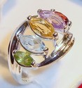 Vintage 925 Sterling Silver Multi-Gemstone Ring (6